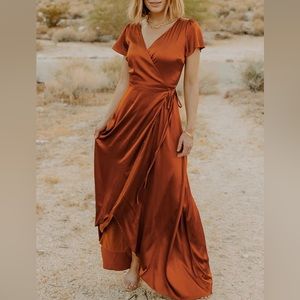 Krystal Satin Wrap Gown in Copper size S